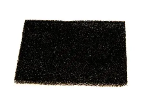 Schwarzer Filter aus Schaumstoff, rechteckige Form, geeignet für verschiedene Anwendungen. Produkt gehört zur Marke Bosch.